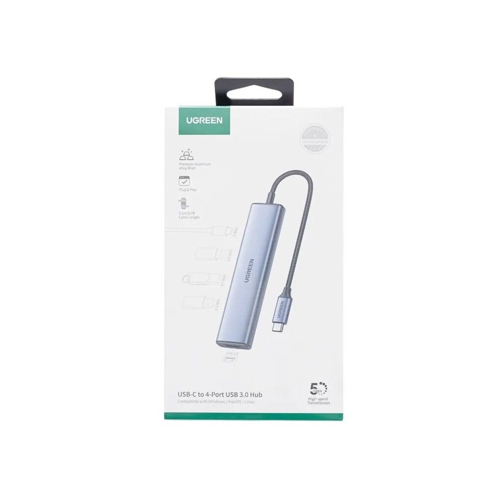 Hub USB Type-C 3.0 4 Portas Ugreen Preto/Cinza - CM473